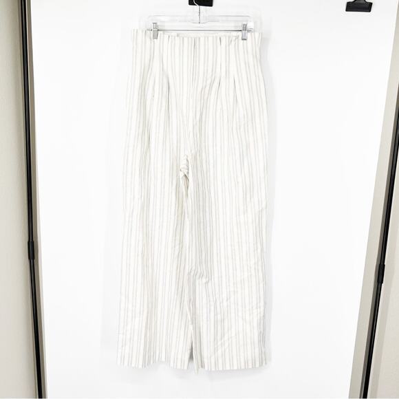 Rebecca Taylor Striped High Rise Pleated Wide Leg Pants - Picture 1 of 12